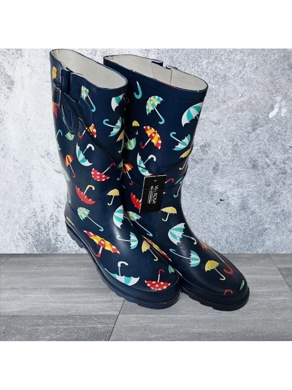 Via Rosa Snow Rain Boots Multicolor Umbrella Print Size 11 - Picture 4 of 5